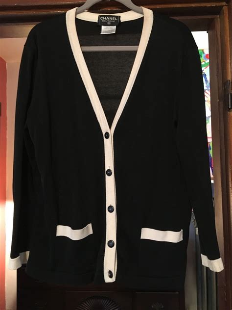 chanel black and white cardigan|chanel cardigan sweater.